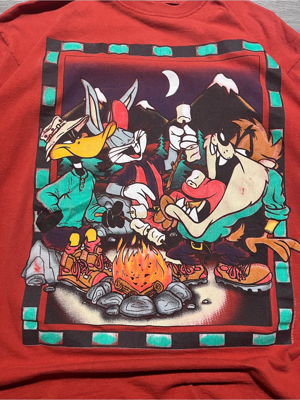 90s Looney Tunes Novel Teez 1996 outdoor adventure double sided graphic shirt  - Picture 2 of 9
